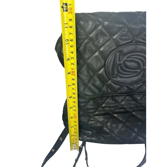 Bebe Los Angeles Back Pack Black Quilted Side Zip Purse - Picture 12 of 14